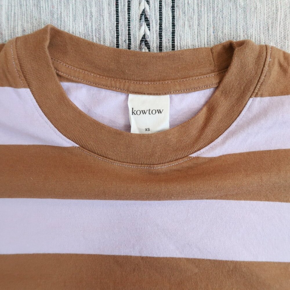 Kowtow T-Shirt Dress Lilac Earth Stripe | XS - Picture 6 of 9